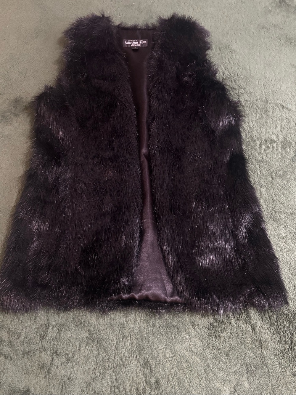 Donna Salyer’s Medium Fabulous Furs Vest Faux Fur Black